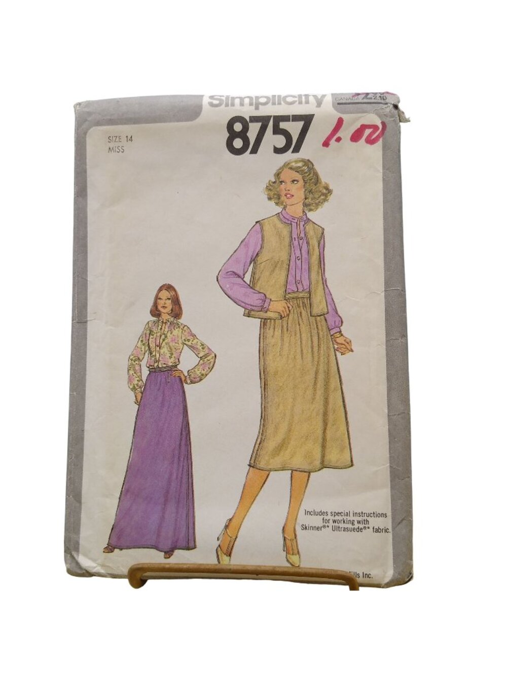 UNCUT Vintage Sewing PATTERN Simplicity 8757, Misses 1978 Blouse and Skirt